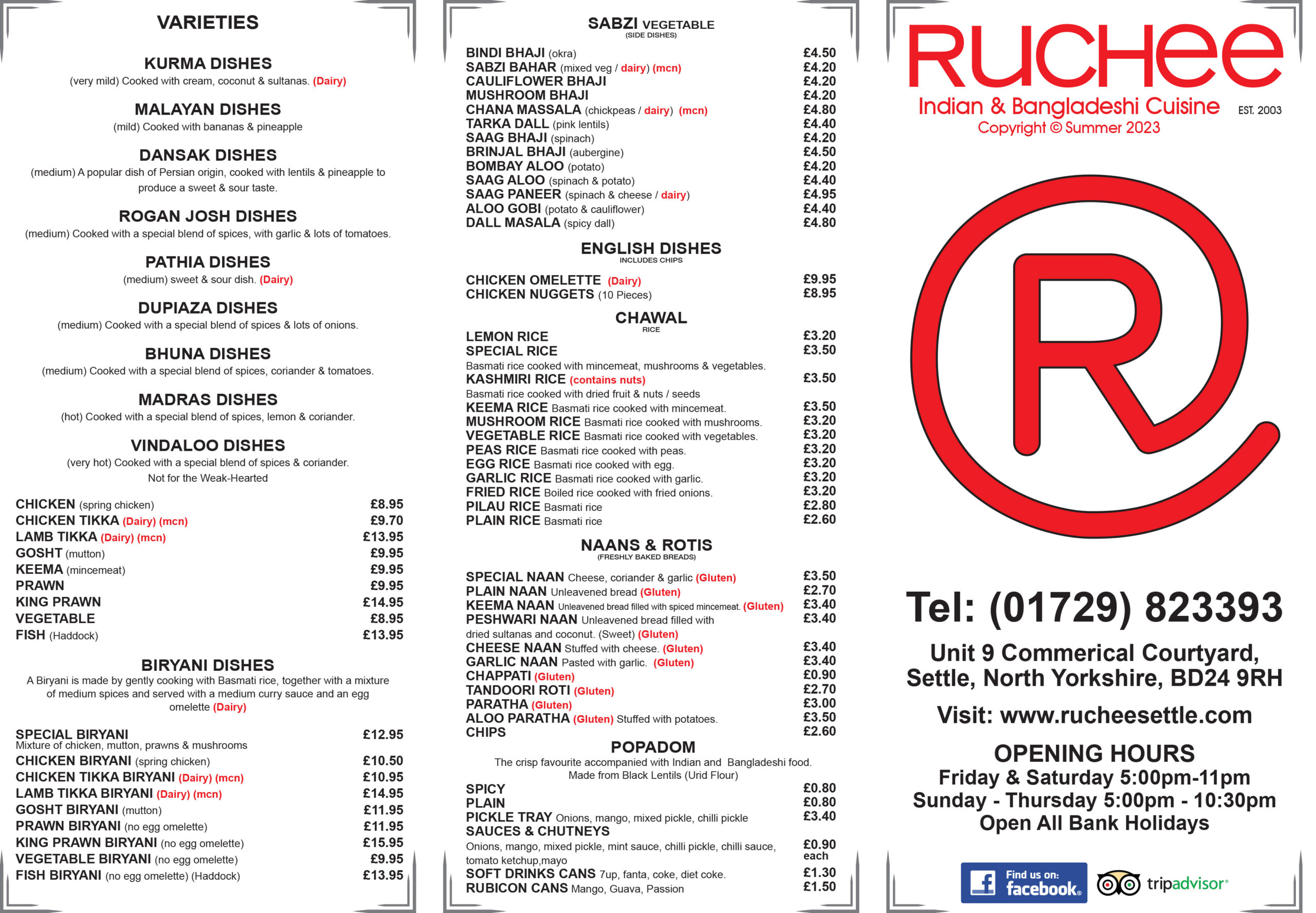 Ruche menu 2023